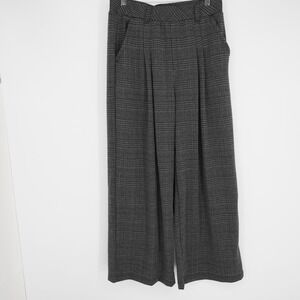 Halara Pleated High Waist Wide Leg Pull On Pants Womens  Sz M Petite Plaid Grayy
